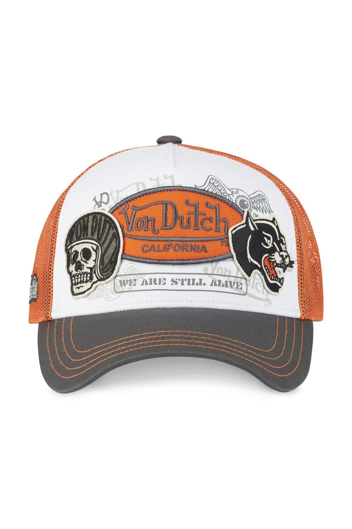 Grey, white and orange cap with patches - Image n°3