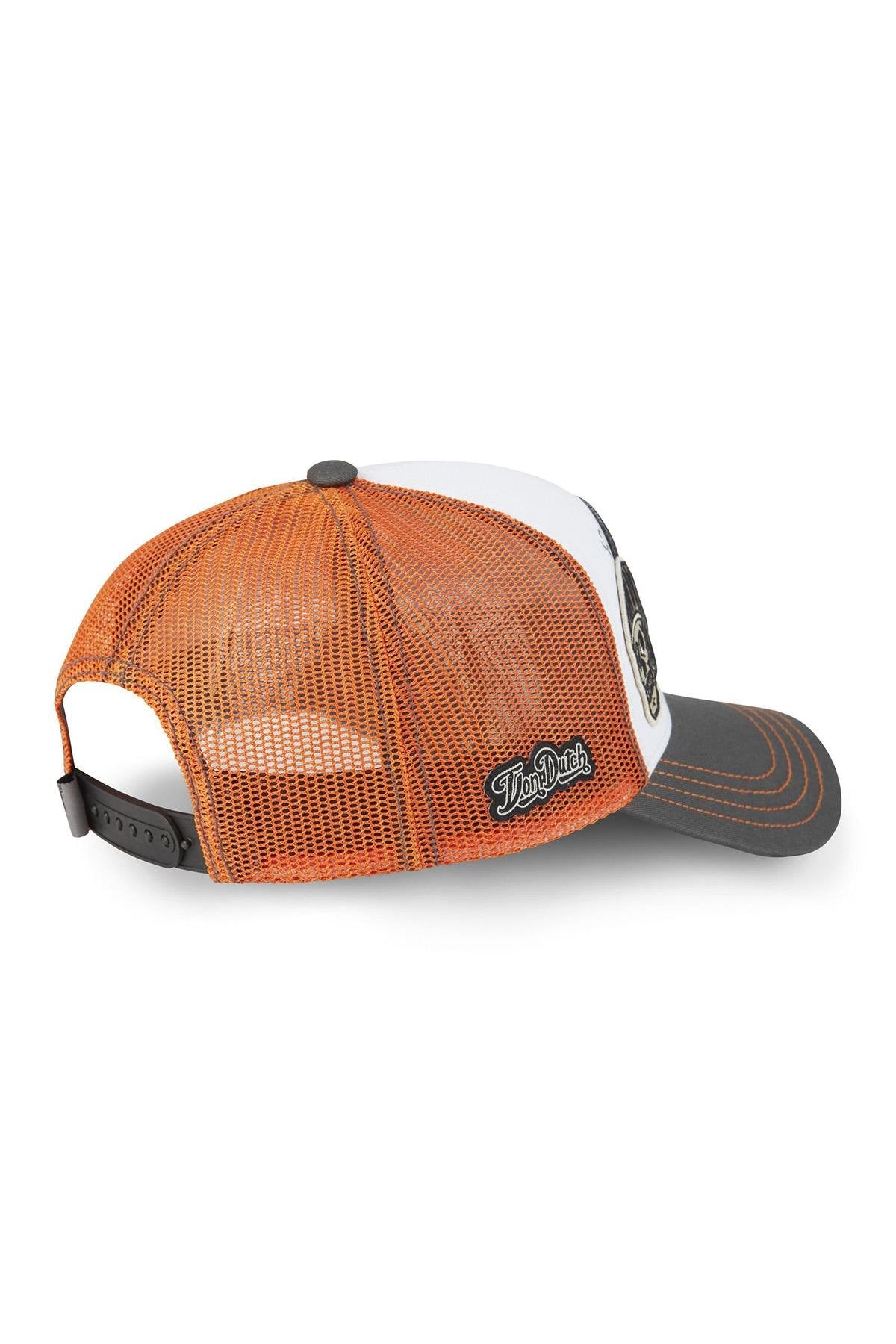 Grey, white and orange cap with patches - Image n°2