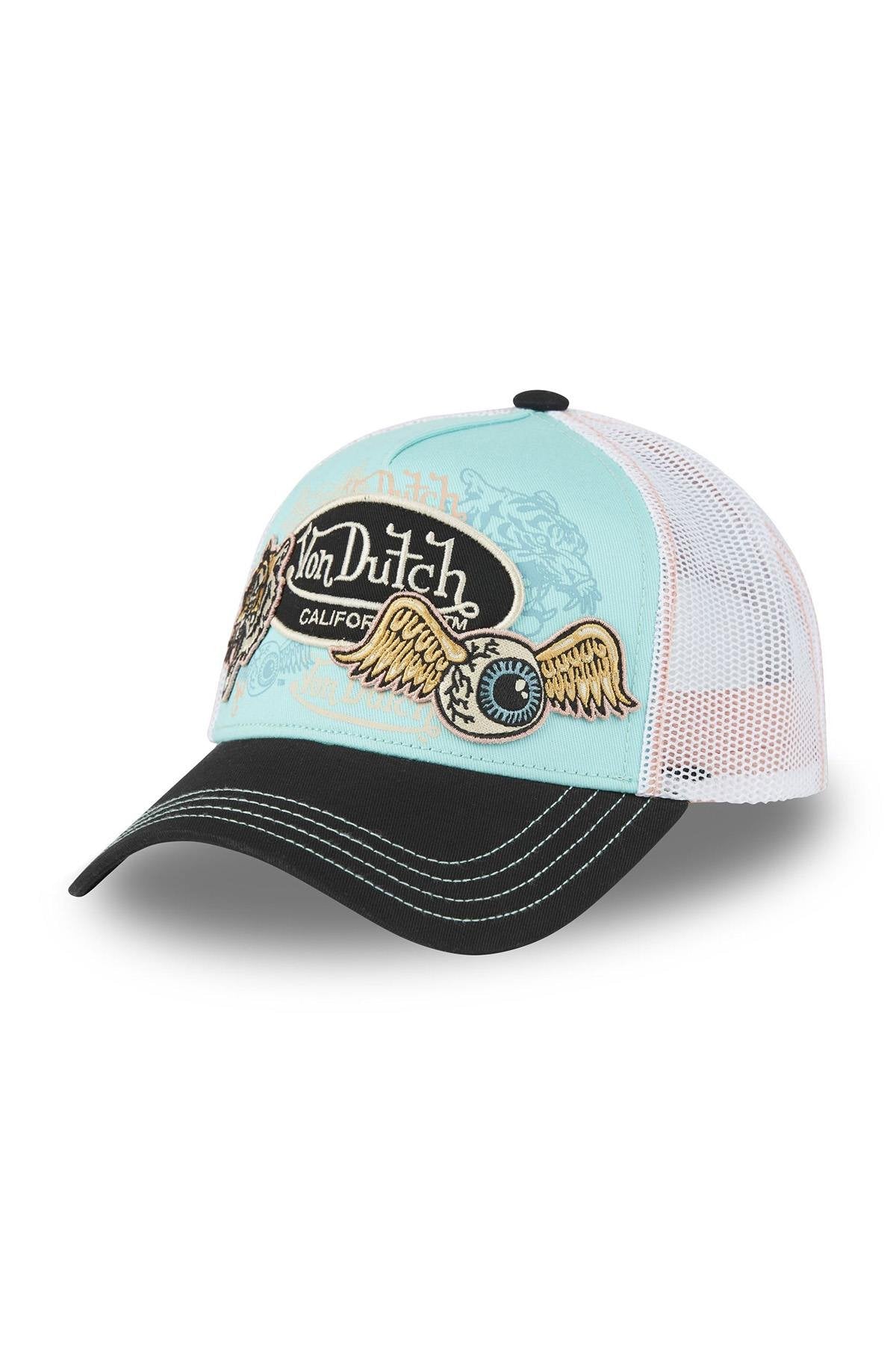 Neon blue cap with patches - Image n°1
