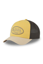 Yellow, black and ecru mesh cap - Image n°1