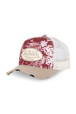 Red and white floral print cap - Image n°1