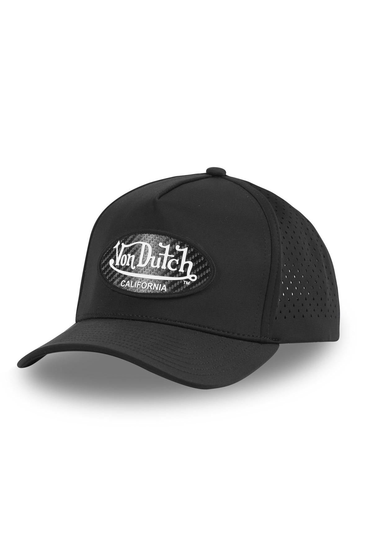 Black sports cap with carbon effect logo - Image n°1