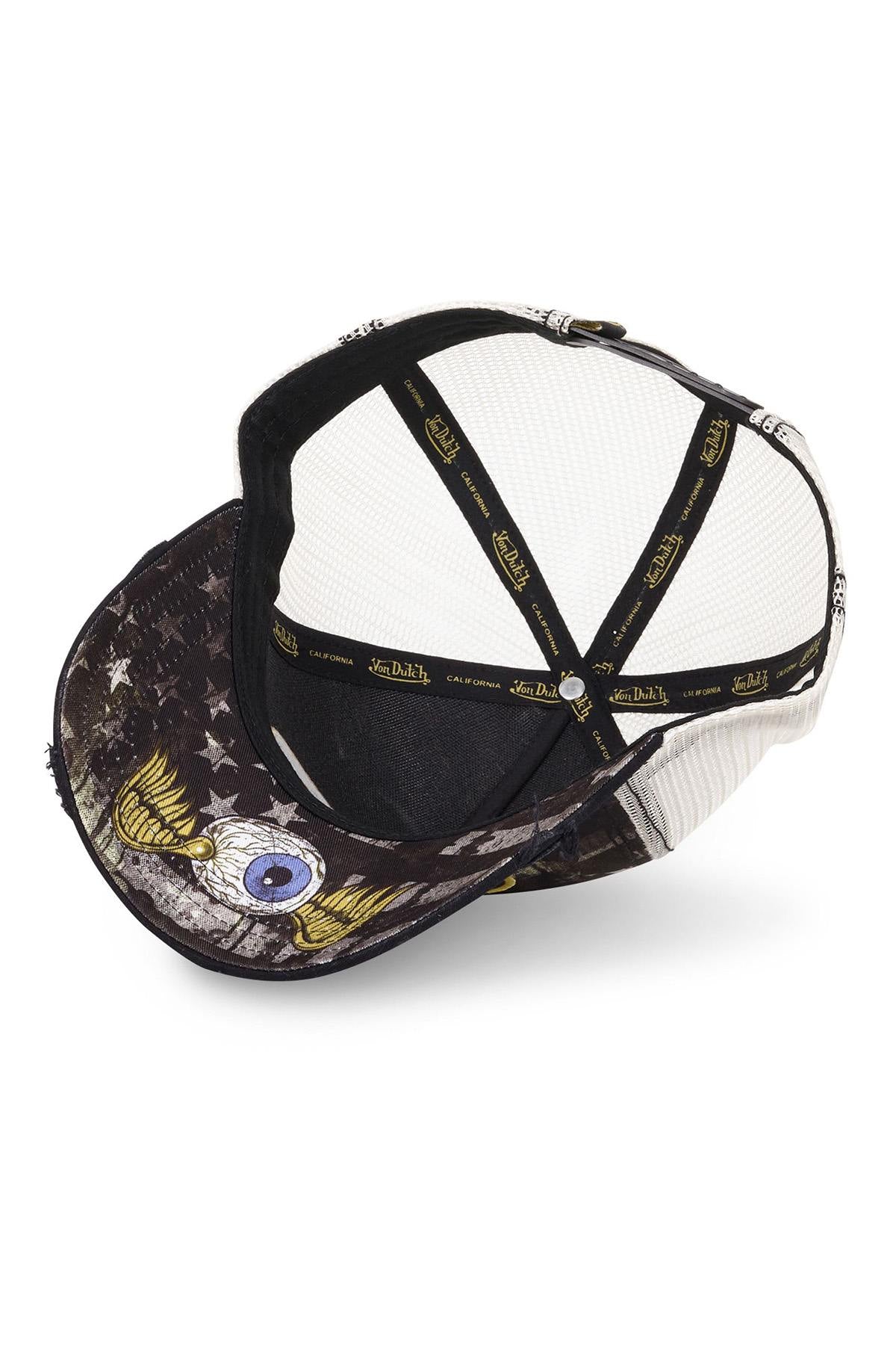 Trucker cap with yellow embroidered logo on printed pattern - Image n°3