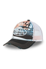 Trucker cap with white embroidered logo on Lowrider print design - Image n°1