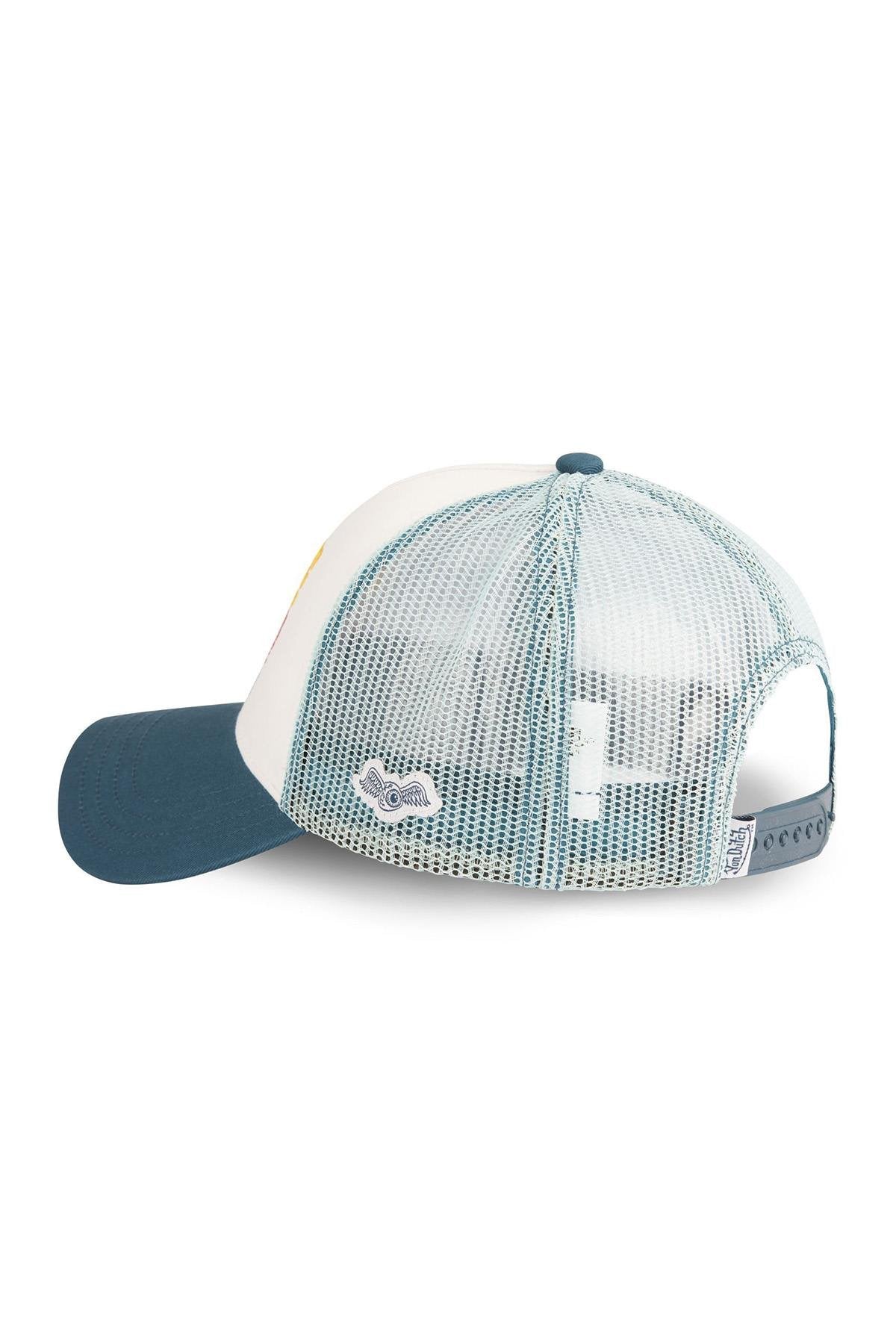 White and blue cap with embroidered summer logo - Image n°3