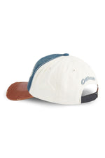 Embroidered cotton cap with worn effect in blue, white and red - Image n°5