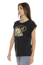 Black T-shirt with illustrated logo - Image n°6
