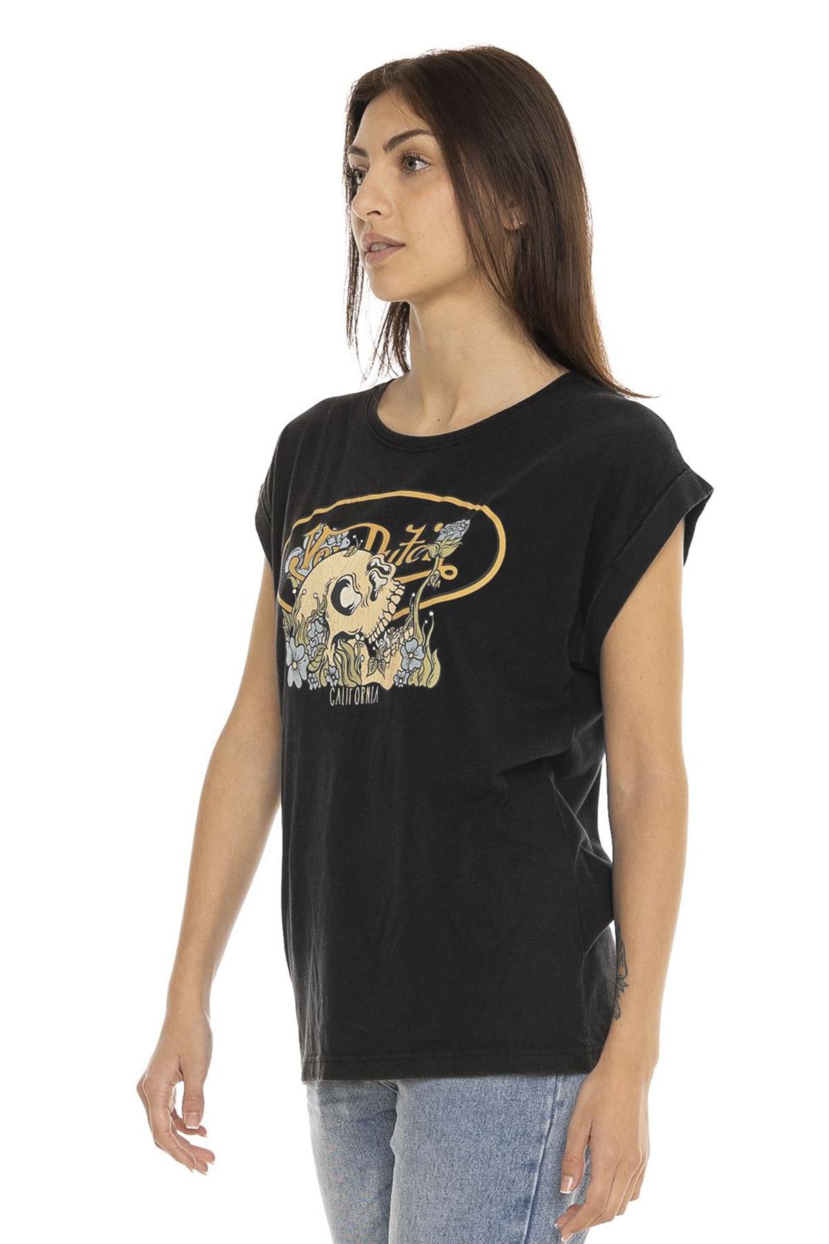 Black T-shirt with illustrated logo - Image n°6