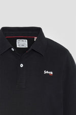 Black cotton long sleeve polo shirt - Image n°6