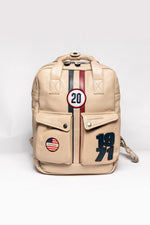 Ecru racing leather backpack - Image n°1