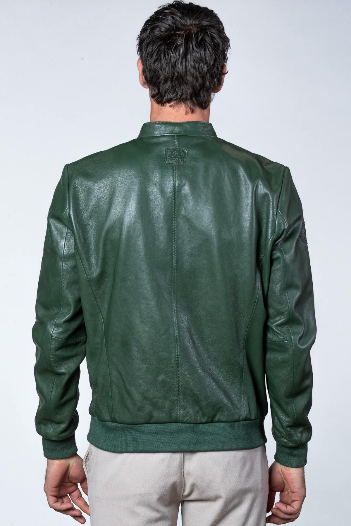 24h Le Mans green biker collar leather jacket - Image n°3