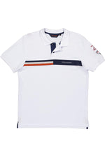 Steve McQueen white polo shirt with blue white red headband - Image n°3