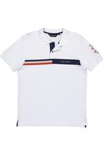 Steve McQueen white polo shirt with blue white red headband - Image n°3