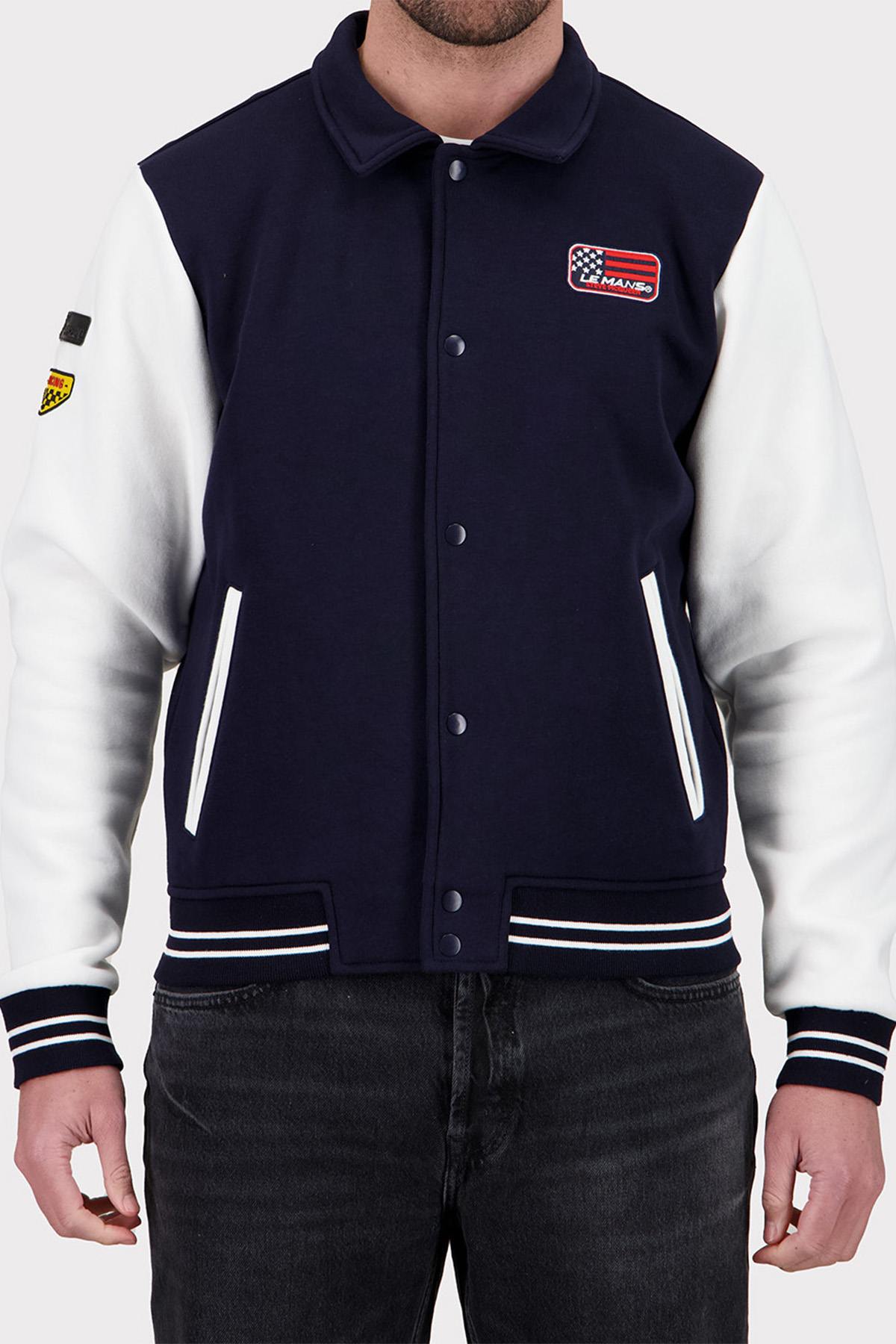 Steve McQueen Navy and White Teddy Jacket - Image n°1