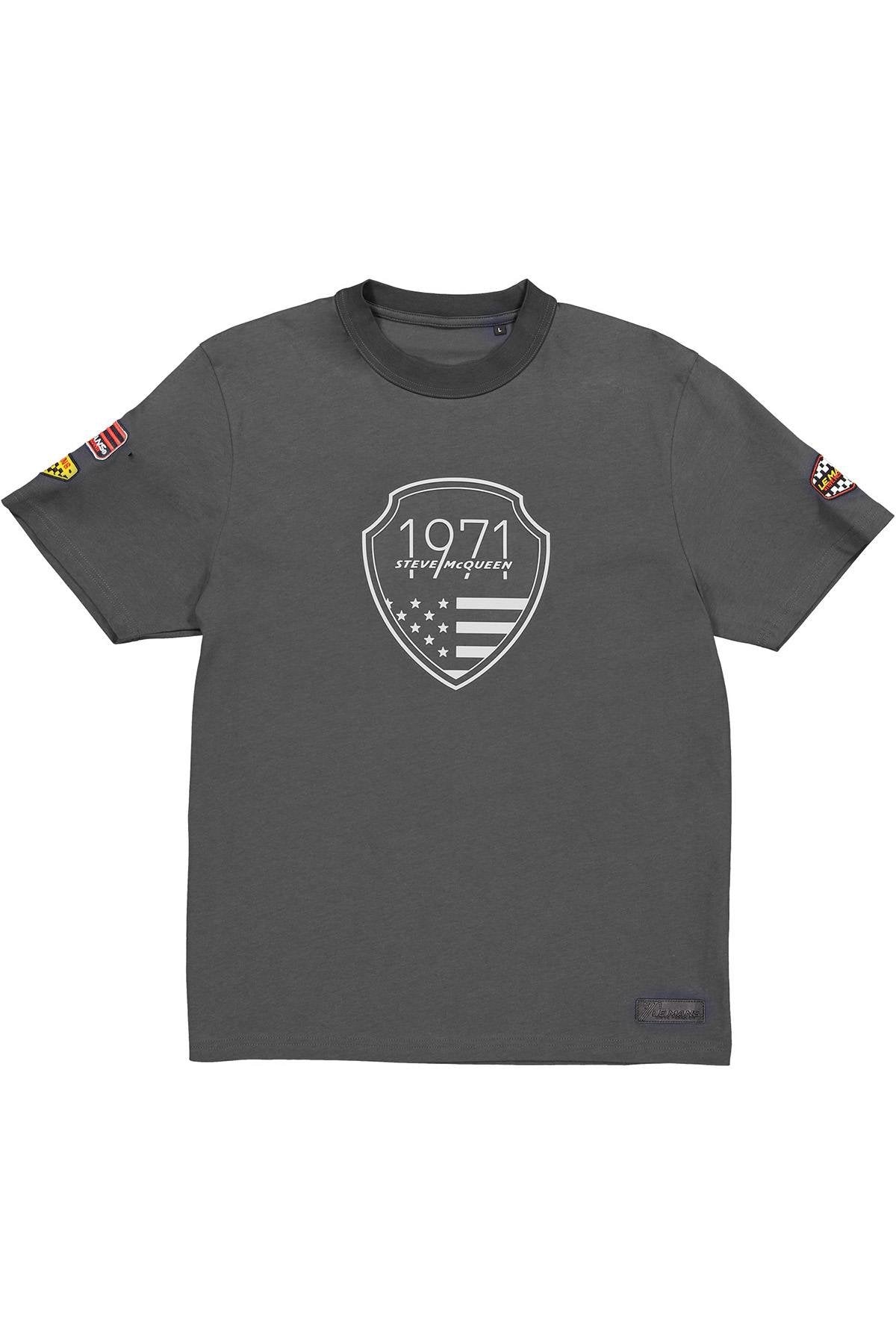 Jet Black Cotton T-Shirt with Steve McQueen Crest - Image n°4