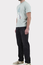 Turquoise blue t-shirt with Steve McQueen graphic illustration - Image n°3