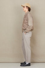Loose fit beige leather teddy jacket - Image n°5