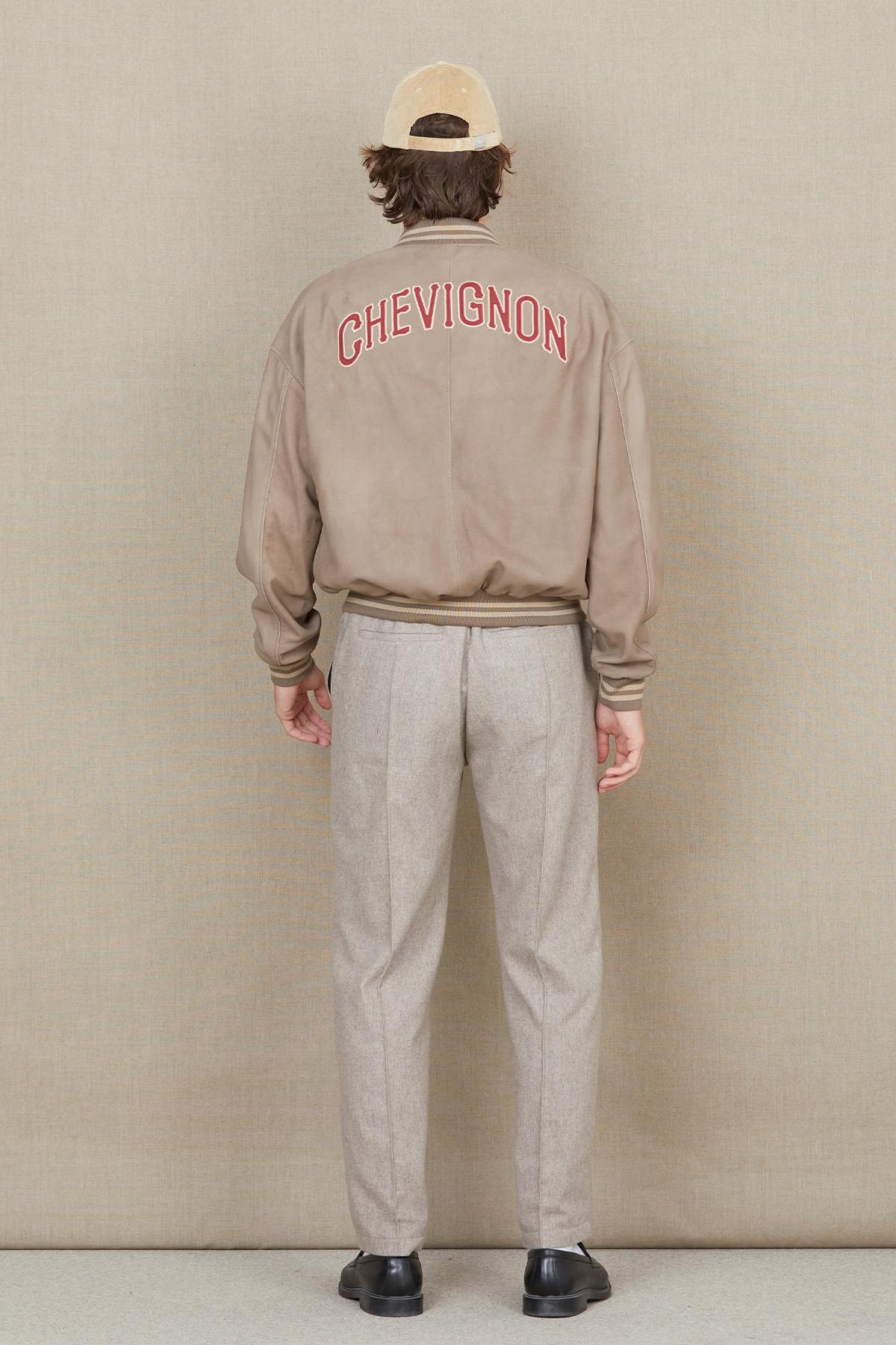 Loose fit beige leather teddy jacket - Image n°3