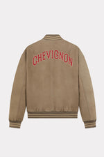 Loose fit beige leather teddy jacket - Image n°4