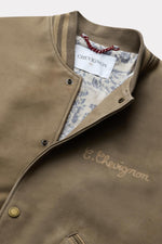 Loose fit beige leather teddy jacket - Image n°6