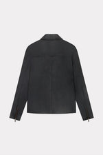 Black leather jacket with elegant shirt collar - Image n°10
