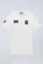 White denim t-shirt with aviation patches - Image n°6