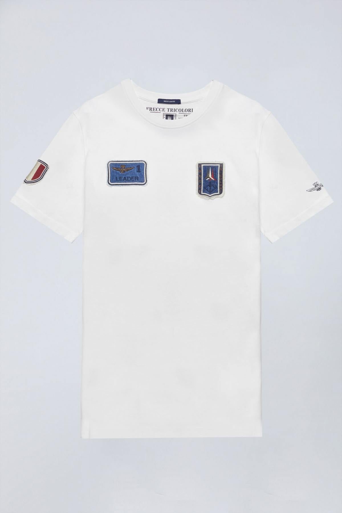 White denim t-shirt with aviation patches - Image n°6