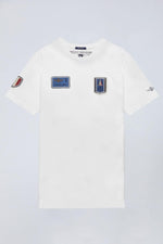 White denim t-shirt with aviation patches - Image n°6