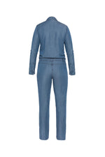 Women's indigo denim cotton jumpsuit - Image n°2