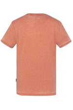 Rust-colored faded effect mandarin collar t-shirt - Image n°3