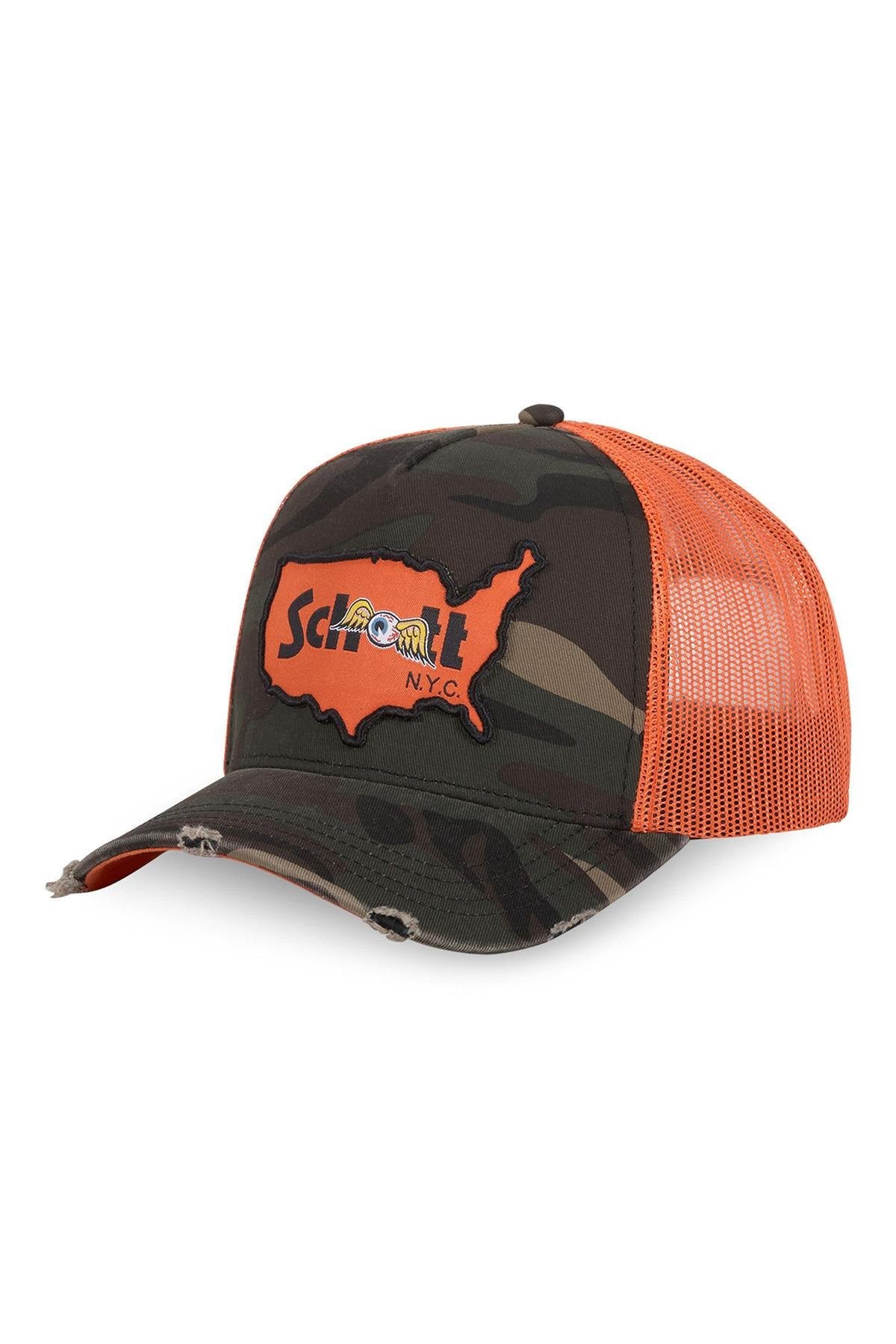 Von Dutch cap in collaboration with Schott NYC, with USA patch and camouflage pattern - Image n°1