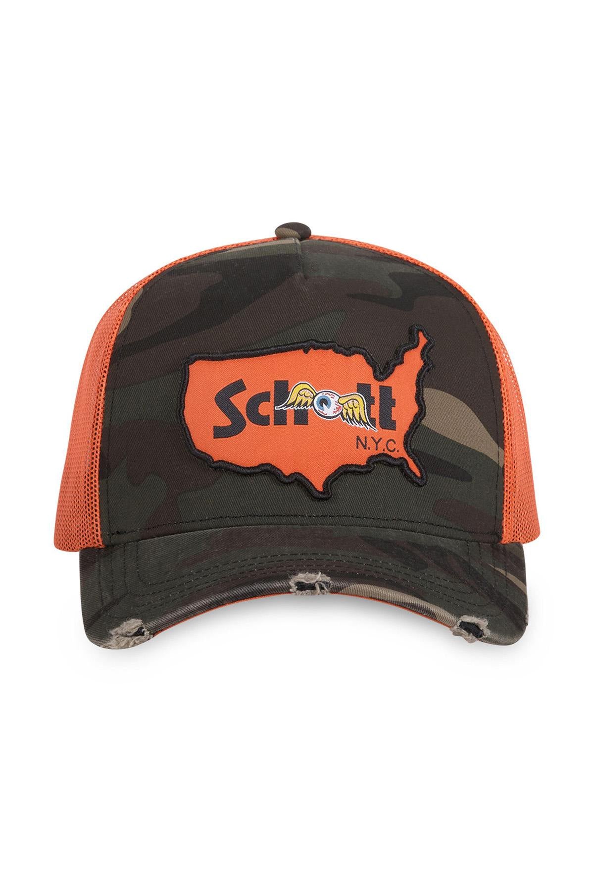 Von Dutch cap in collaboration with Schott NYC, with USA patch and camouflage pattern - Image n°4