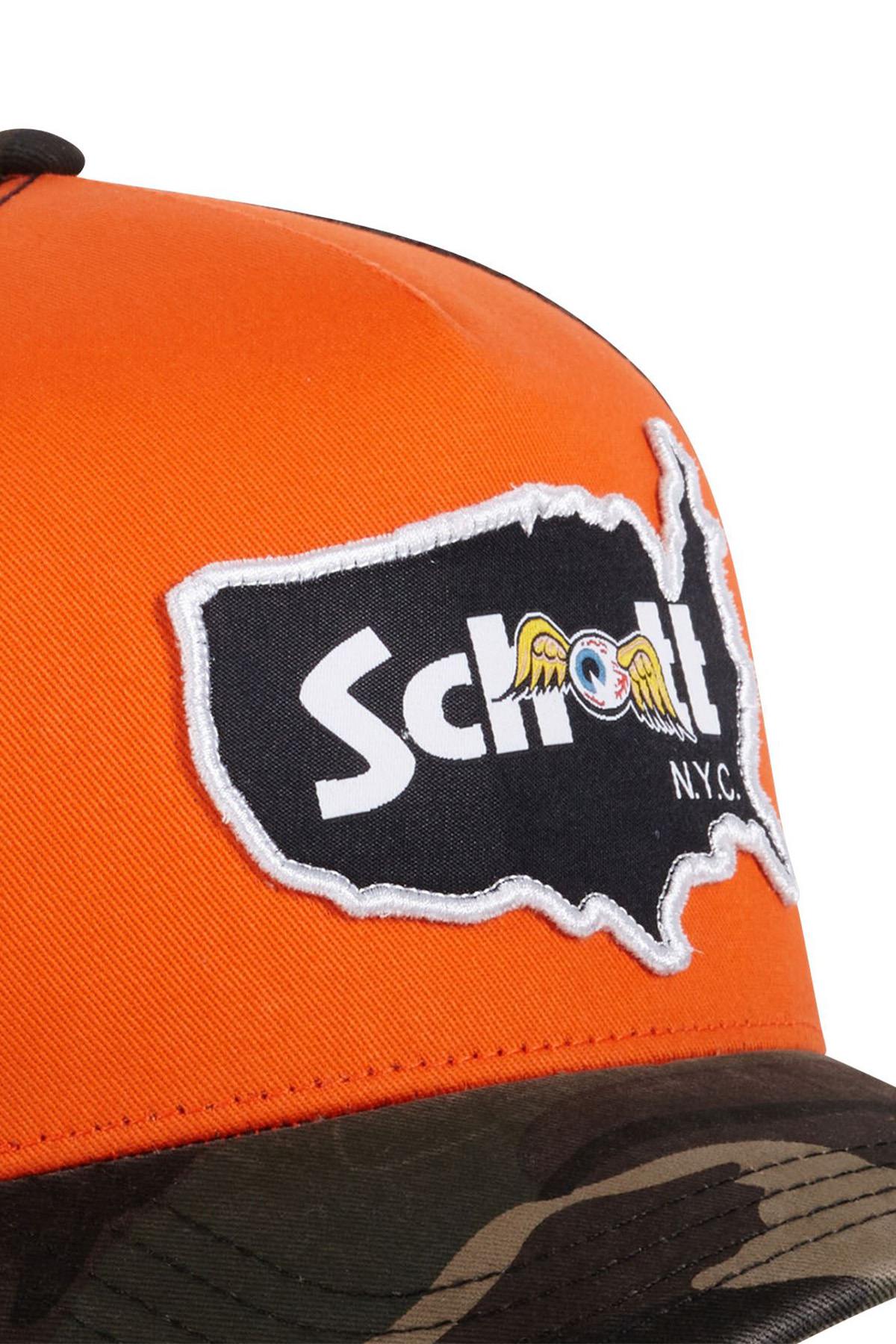 Orange Von Dutch cap in collaboration with Schott NYC, with USA patch - Image n°2