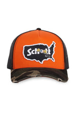 Orange Von Dutch cap in collaboration with Schott NYC, with USA patch - Image n°4