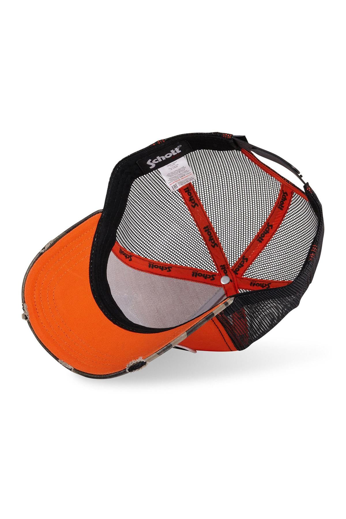 Orange Von Dutch cap in collaboration with Schott NYC, with USA patch - Image n°5