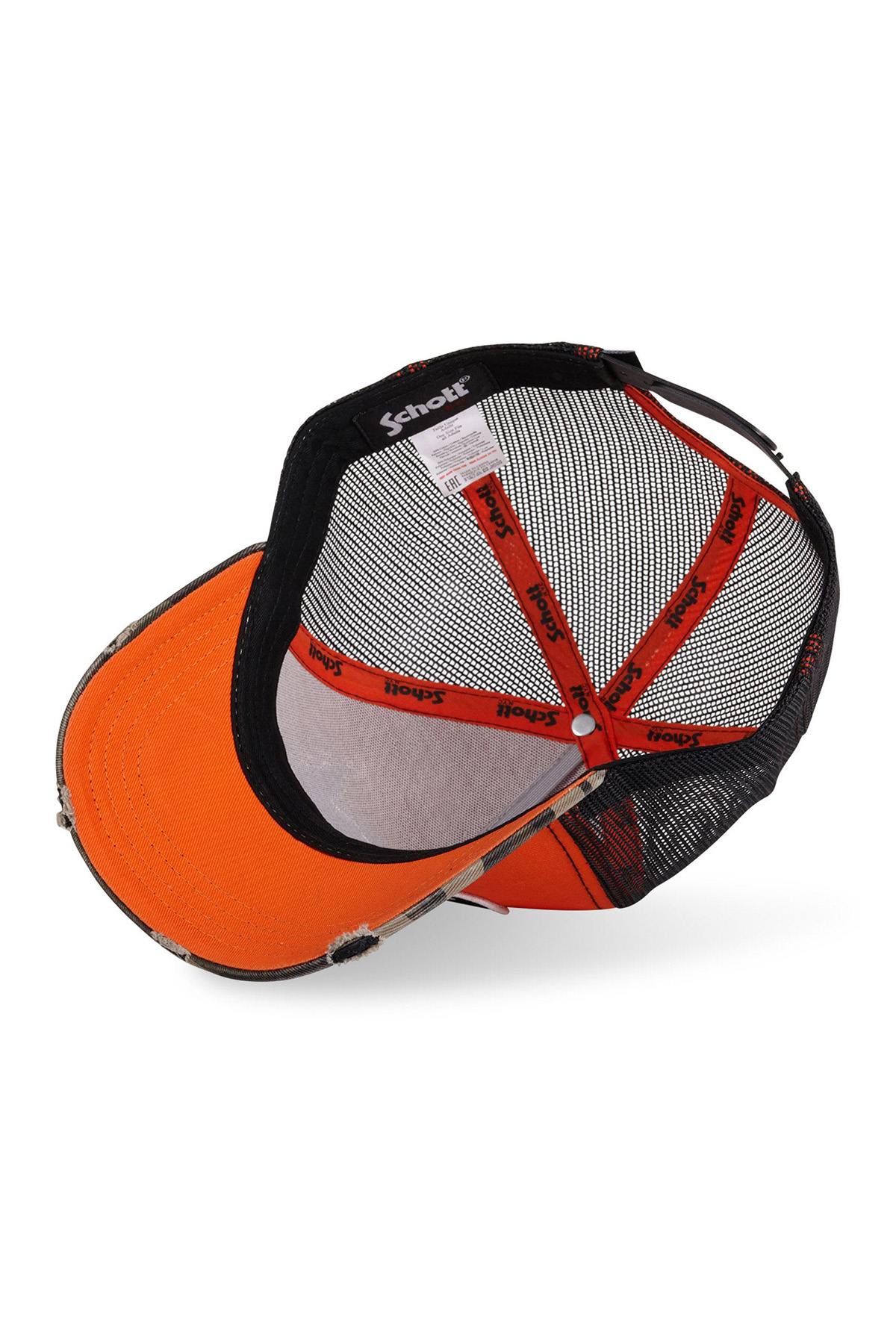 Orange Von Dutch cap in collaboration with Schott NYC, with USA patch - Image n°5