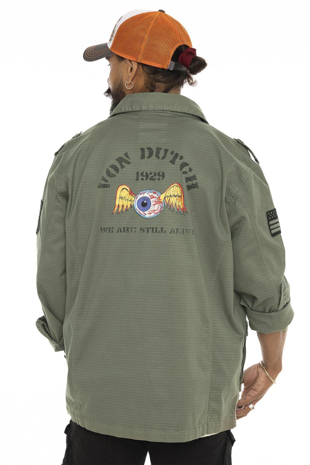 Khaki cotton jacket in military style - Image n°2