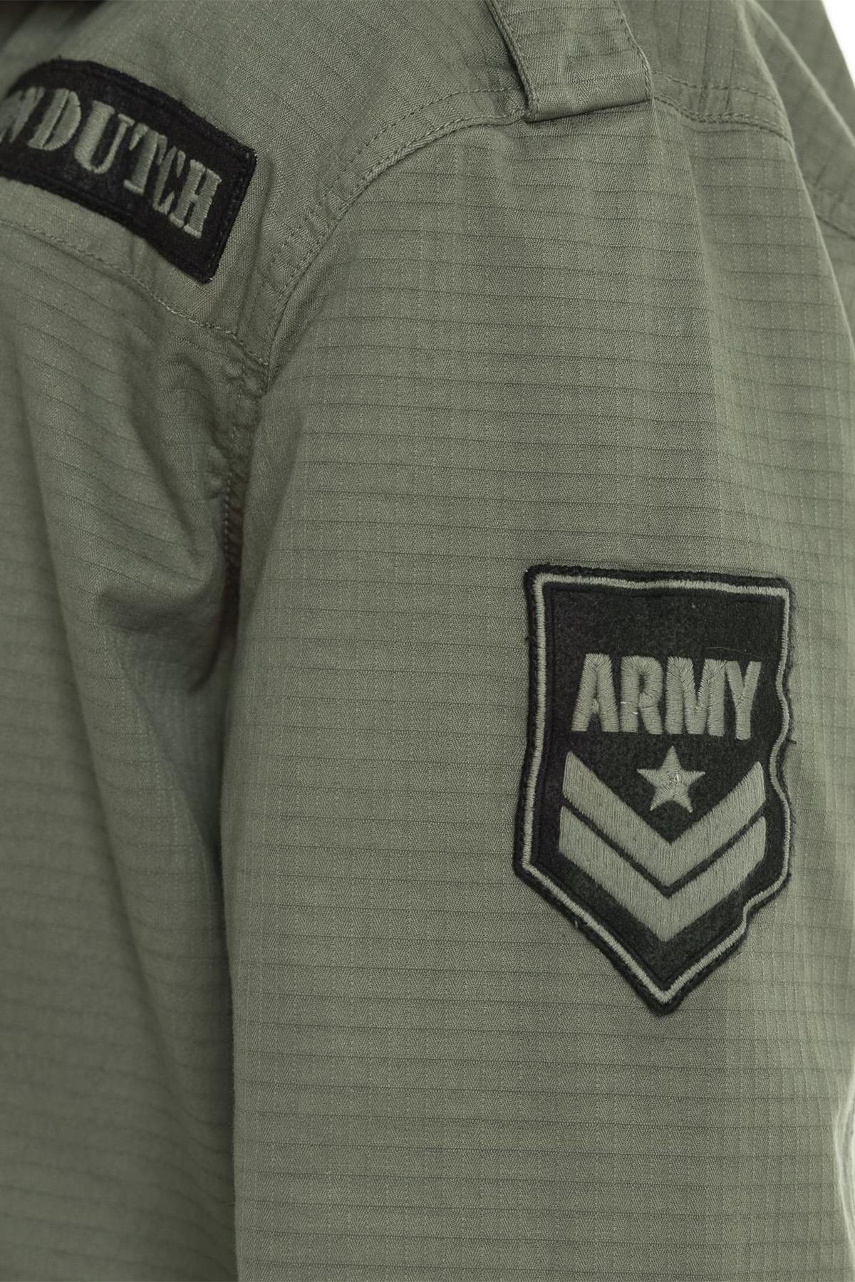 Khaki cotton jacket in military style - Image n°4