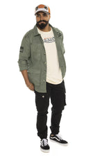 Khaki cotton jacket in military style - Image n°6