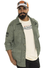 Khaki cotton jacket in military style - Image n°1