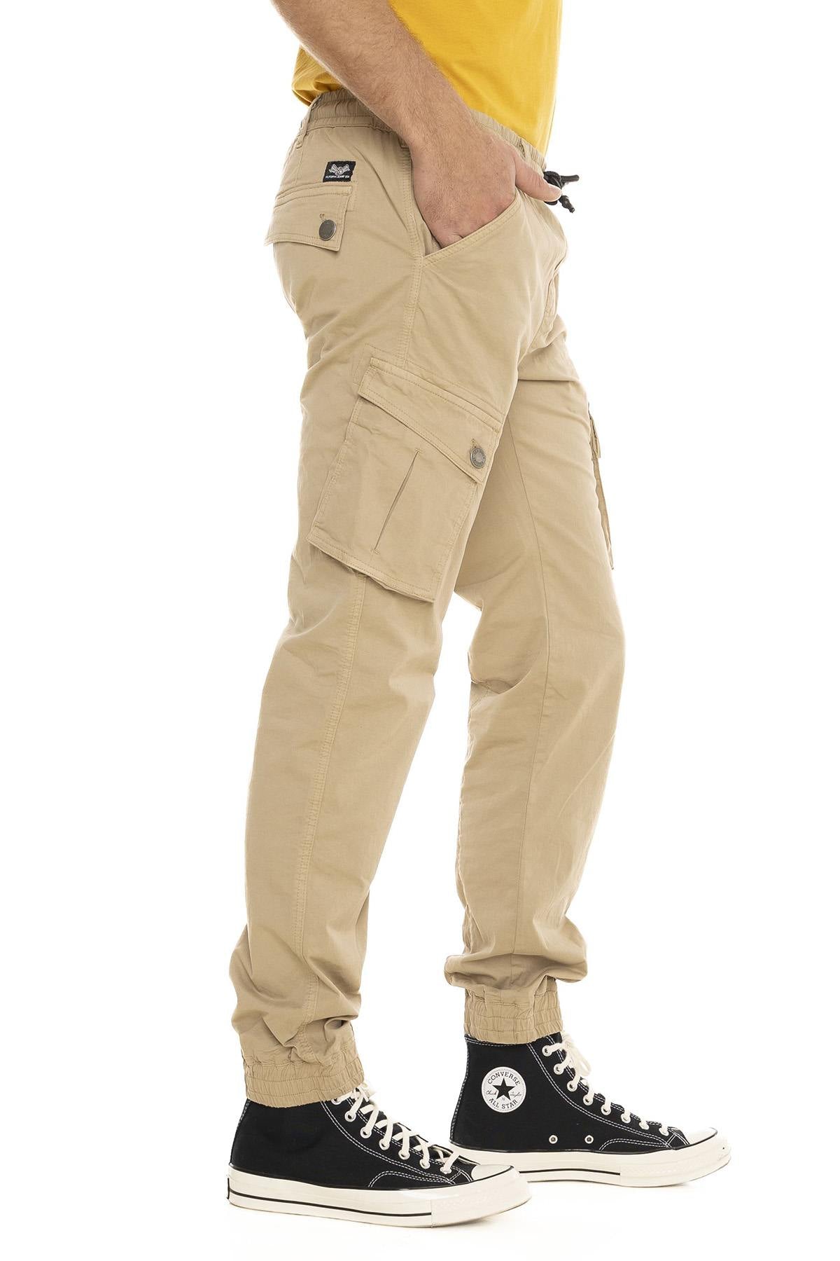 Beige cotton cargo pants - Image n°4