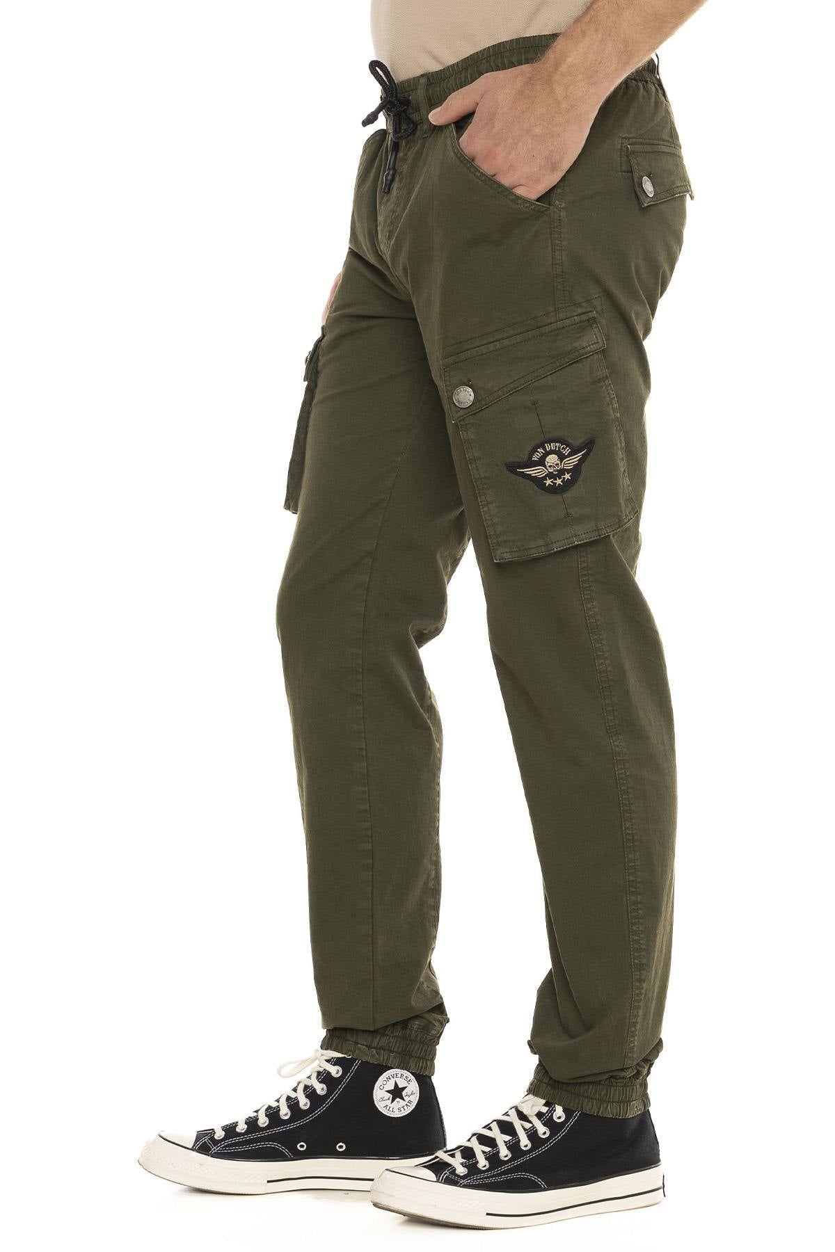 Khaki cotton cargo pants - Image n°4