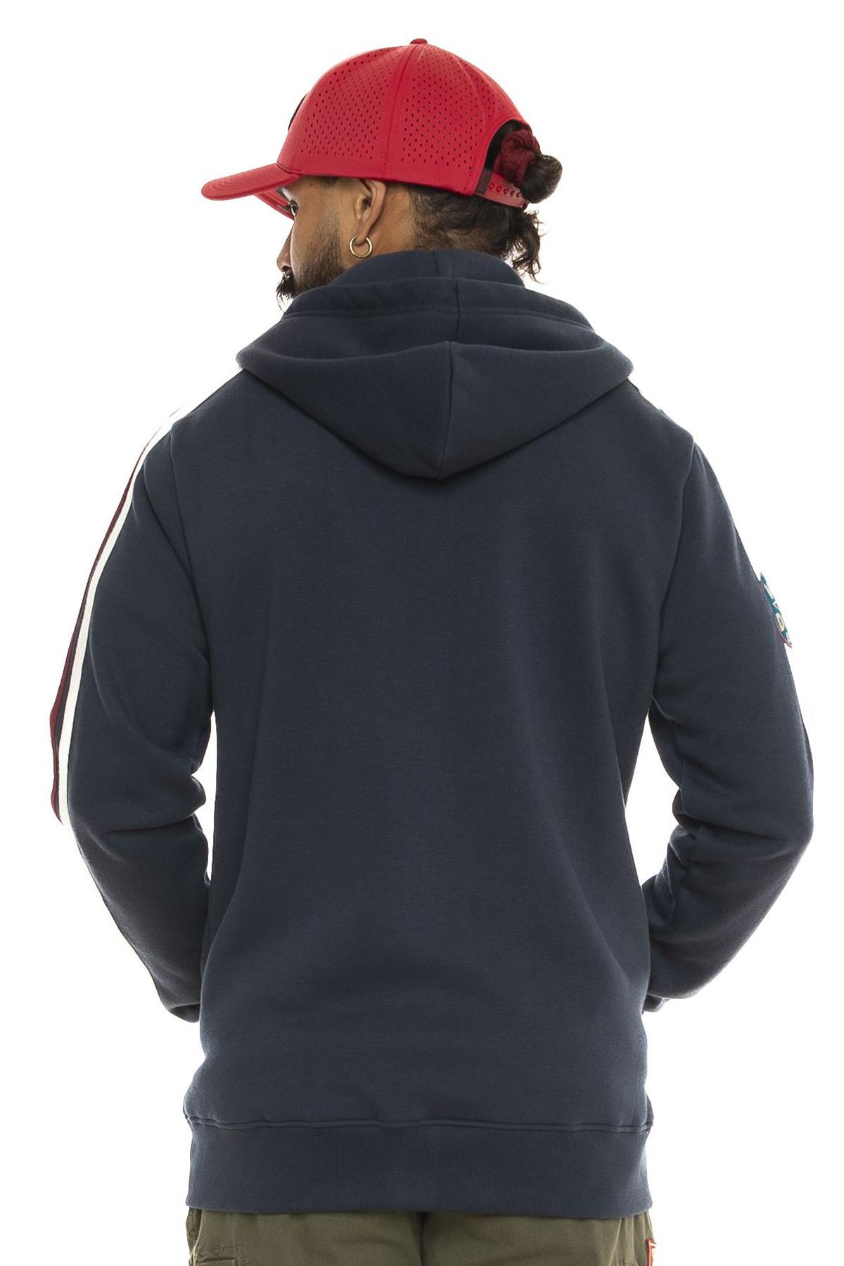 Hooded zip-up sweatshirt with sleeve stripes and patches - Image n°3