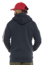 Hooded zip-up sweatshirt with sleeve stripes and patches - Image n°3