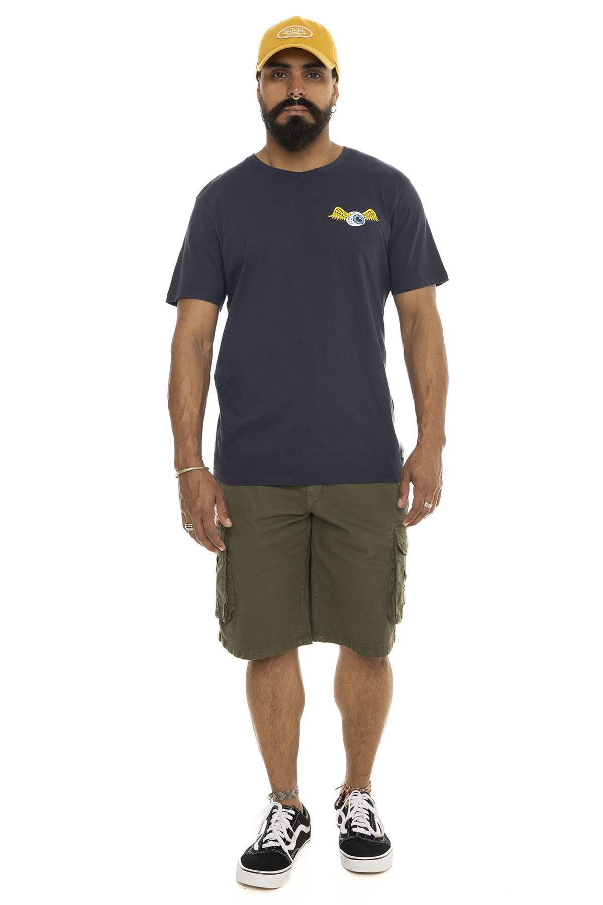 Navy blue cotton t-shirt with winged eye logo - Image n°5