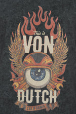 Faded gray cotton t-shirt with flaming eye logo - Image n°2