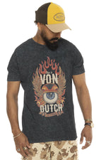 Faded gray cotton t-shirt with flaming eye logo - Image n°1