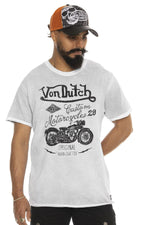 White t-shirt with motorcycle print - Image n°1