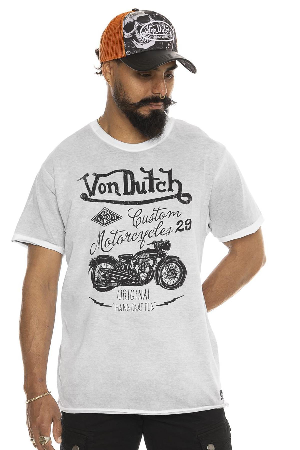White t-shirt with motorcycle print - Image n°1