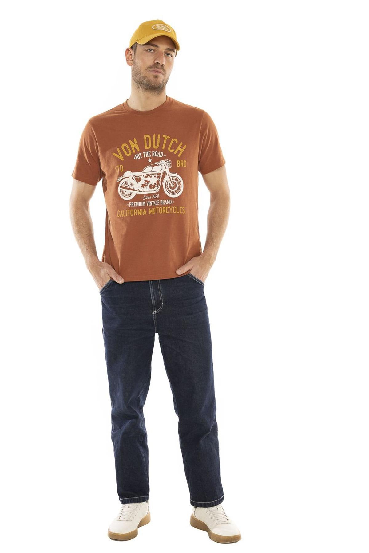 Terracotta T-shirt with motorcycle print - Image n°4